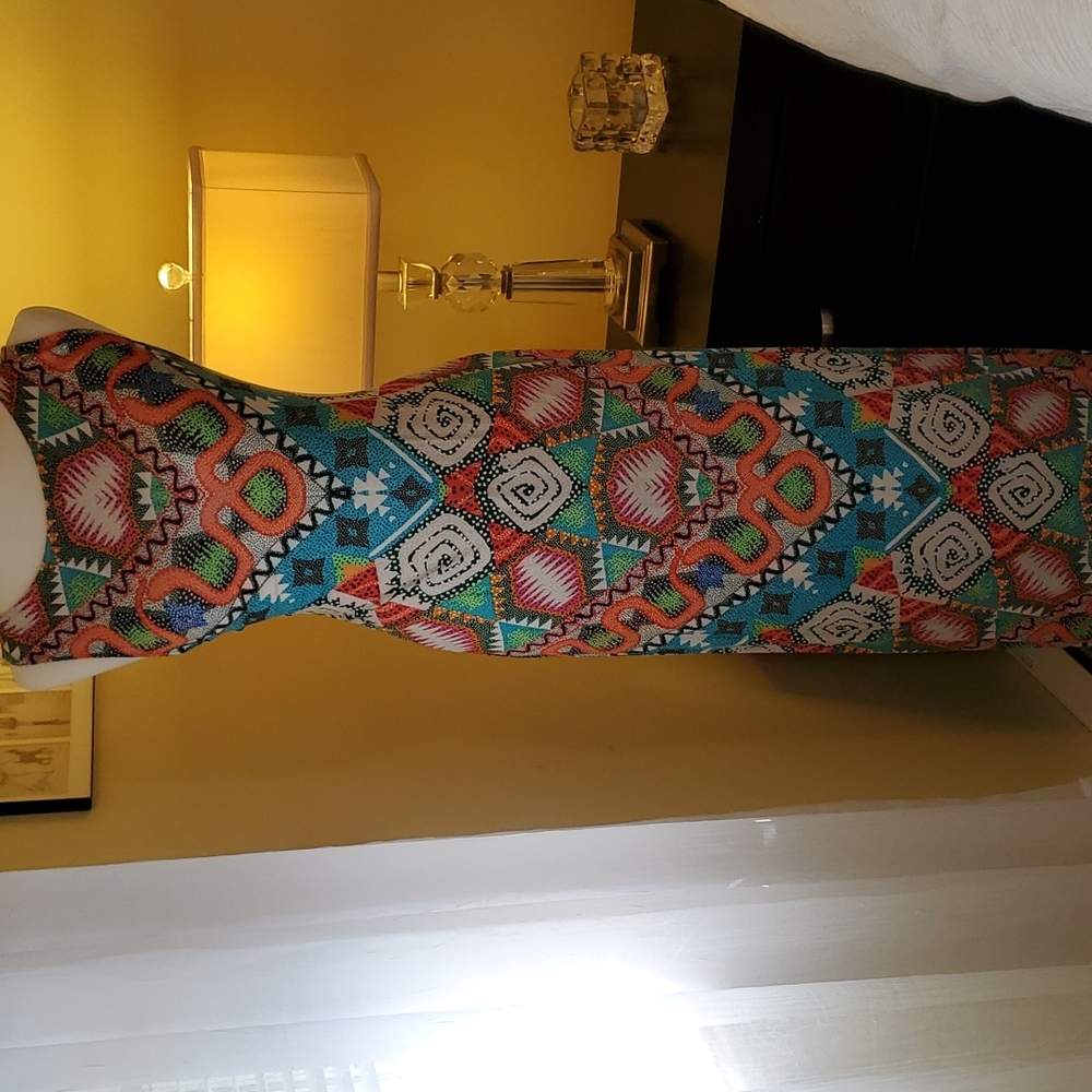 MARA HOFFMAN MAXI DRESS, size large, sleeveless, abstract print, sexy back